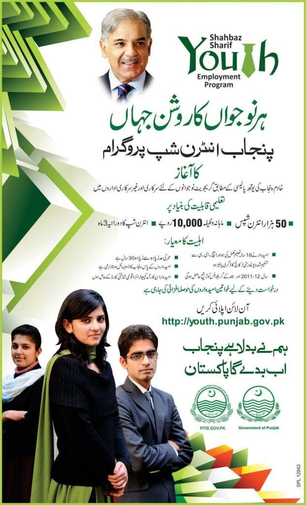 Shahbaz Youth Employment Program 2012, 2013 Punjab Internship Program