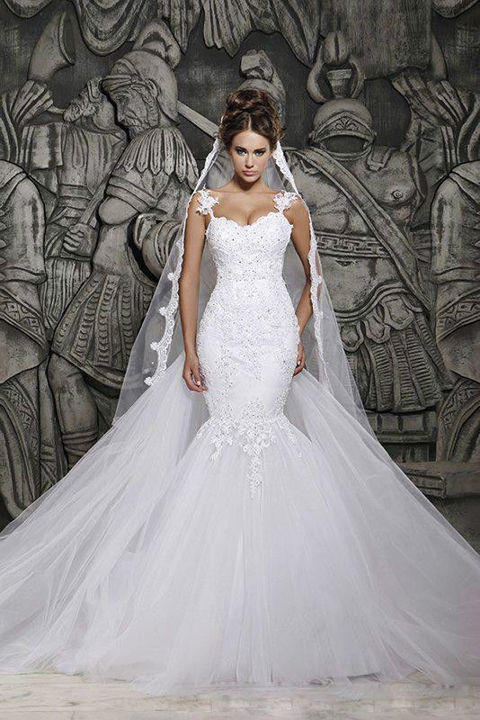 White/Ivory Mermaid Wedding Dress Bridal Gown Custom Size 4681012