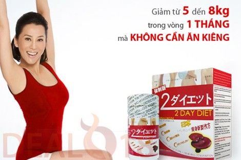 thuốc giảm cân 2 day diet 100% từ nấm linh chi sale: 199k/hộp