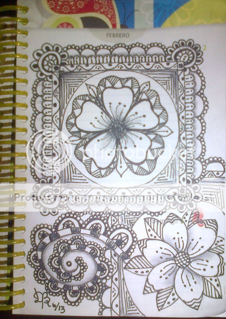 Dibujo Zentangle art diseños, estampados y mandalas