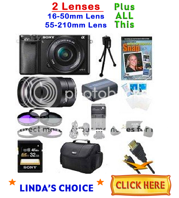 #2 Linda's Choice SONY A6000 with Two 2 Lenses 16-50 & 51-210 Camera Alpha photo 2SONYA6000AlphaTWO2Lenses16-50mmamp51-210mmBUNDLE92600LINDASCHOICE_zps7f3c1414.png